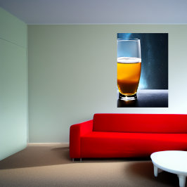 Póster Vidrio de cerveza en una mesa en el espacio | Post