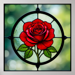 Póster Vidrio de color rosa roja