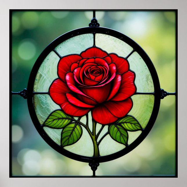 Póster Vidrio de color rosa roja (Frente)