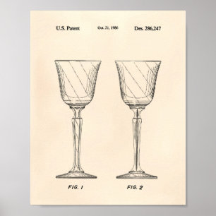 Póster Vidrio de vino 1986 Patente Art Old Peper