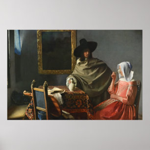 Póster Vidrio de vino (c.1661) — Vermeer