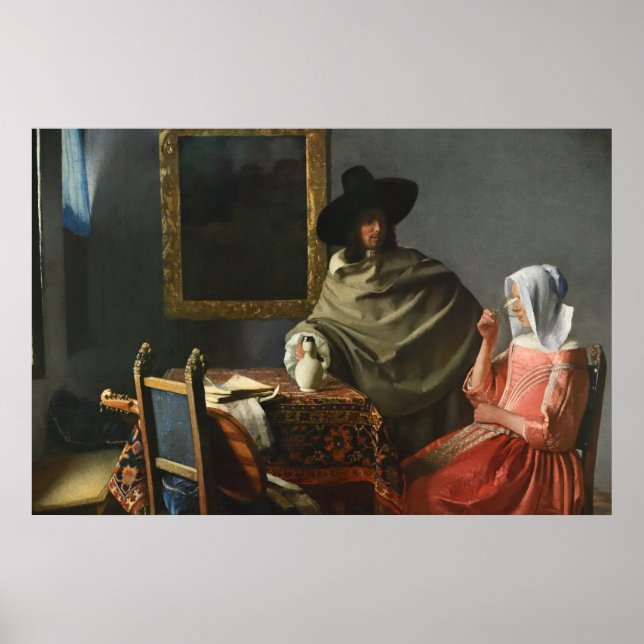 Póster Vidrio de vino (c.1661) — Vermeer (Frente)