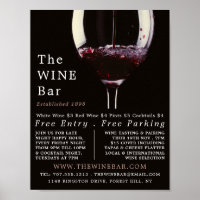 Vidrio de Vino Rojo, Publicidad de Wine Bar/Winery