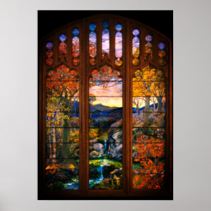 Póster Vidrio emplomado tiffany elegante victoriano