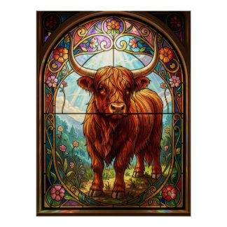 Póster Vidrio emplomado vaca de las Tierras Altas escoces