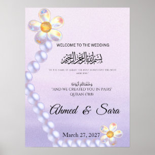 Póster Vidrio Irisado Floral Perla Boda Islámica