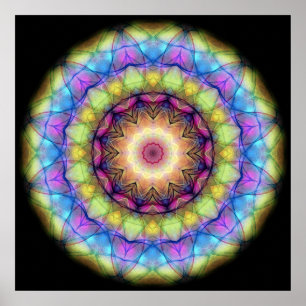 Póster Vidrio manchado de arcoiris