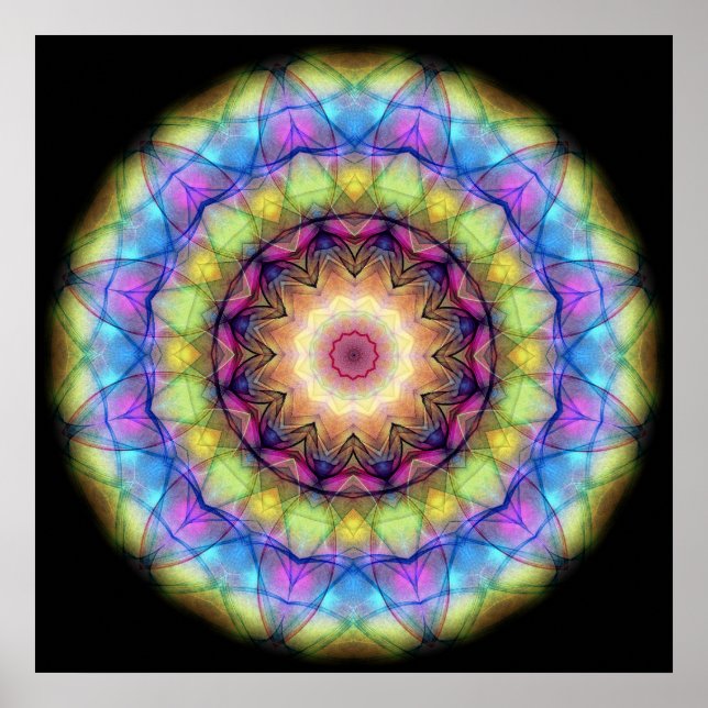 Póster Vidrio manchado de arcoiris (Frente)