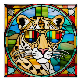 Póster Vidrio manchado de leopardo