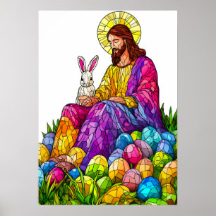 Póster Vidrio Manchado Jesús Huevo de Pascua