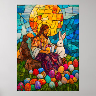 Póster Vidrio Manchado Jesús Huevo de Pascua