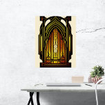 Póster Vidrio moderado de estilo Art Nouveau Naranja<br><div class="desc">Un bonito diseño digital de estilo Art Nouveau que incorpora elementos de vidrio teñido y líneas geométricas. Este tipo de diseño sería perfecto para añadir un toque decorativo a una habitación.</div>