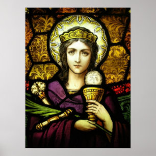 Póster Vidrio teñido del siglo XIX Santa Bárbara