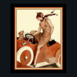 Póster Vie Parisienne Art Deco Print 16 x 20<br><div class="desc">Elegante Flapper llevando a su perro a un paseo en este Ilustracion Art Déco de los años 30 de La Vie Parisienne</div>