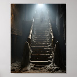 Póster Vieja Casa Abandonada Fantasía En Las Escaleras