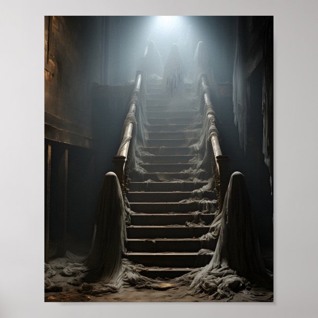 Póster Vieja Casa Abandonada Fantasía En Las Escaleras (Frente)