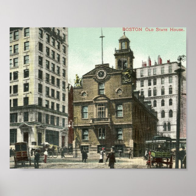 Póster Vieja Casa de Estado, Boston, época de 1905 (Frente)