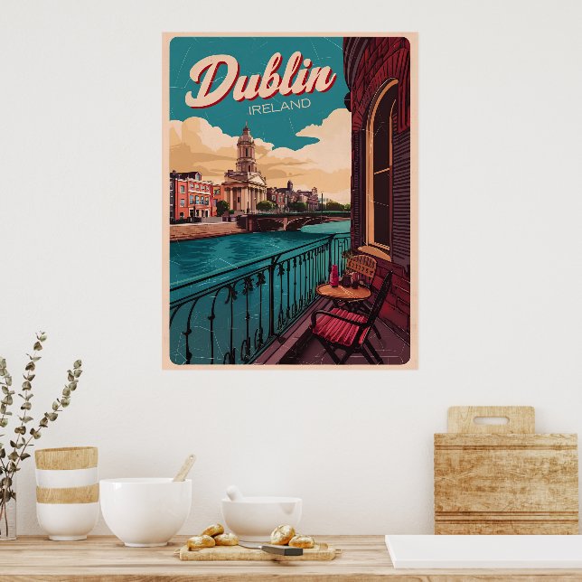 Póster Vieja ciudad de Dublín, regalos de viaje de la rep (Cocina)