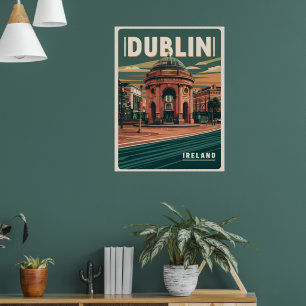 Póster Vieja ciudad de Dublín, regalos de viaje de la rep