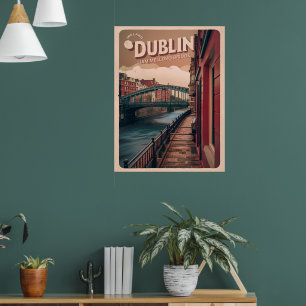 Póster Vieja ciudad de Dublín, regalos de viaje de la rep