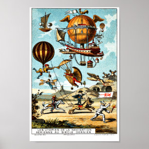 Póster Vieja era victoriana Aeronáutica Steampunk