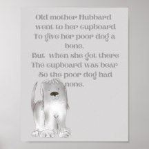 Vieja Madre Hubbard divertido dibujo animado en gr