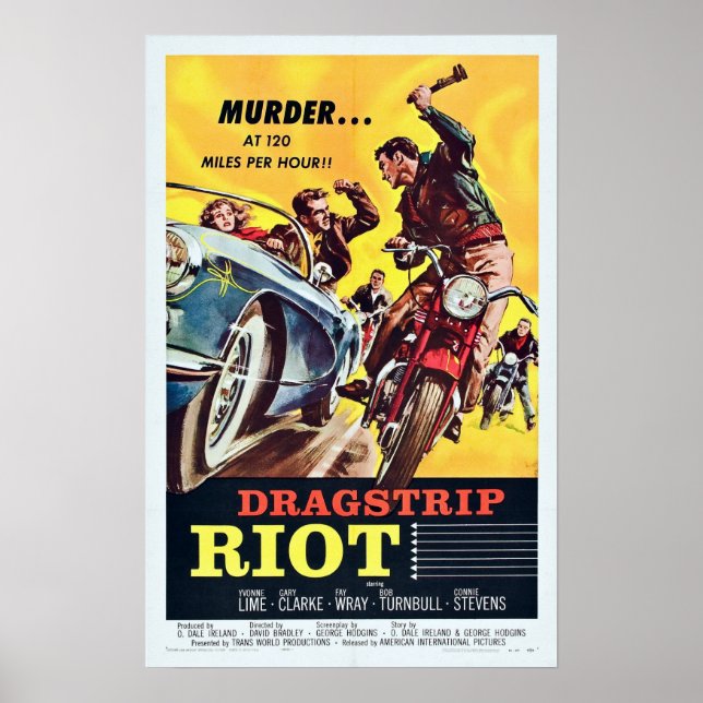 Póster Vieja película de DragStrip (Frente)