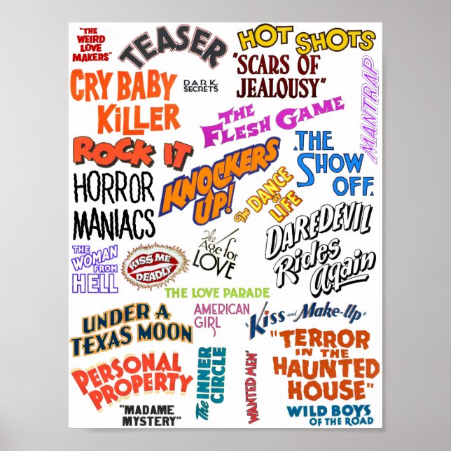 Póster Vieja película vintage Cita frases de texto (Frente)