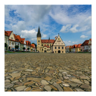 Póster Vieja plaza en Bardejov, Eslovaquia