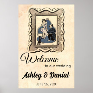 Póster Vieja propuesta retro Boda de bienvenida ruso