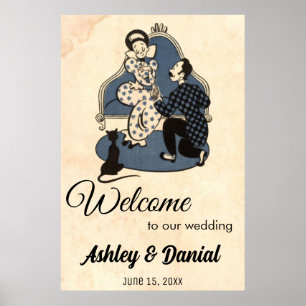 Póster Vieja propuesta romántica retro Boda ruso