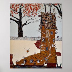 Póster Vieja que vivía en papel de zapato