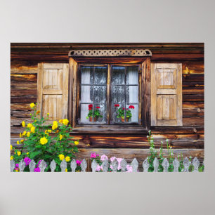 Póster Vieja ventana de cabaña