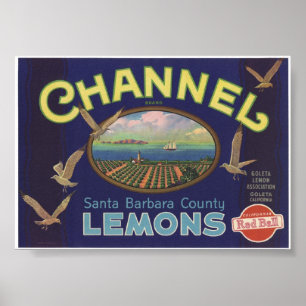 Póster Viejas etiquetas del cajón de la fruta de los