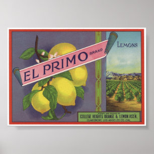 Póster Viejas etiquetas del cajón de la fruta de los