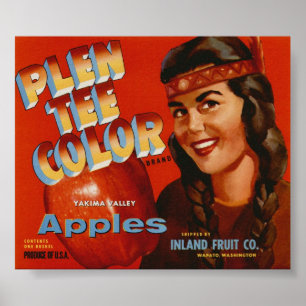 Póster Viejas etiquetas indias del cajón de la fruta de