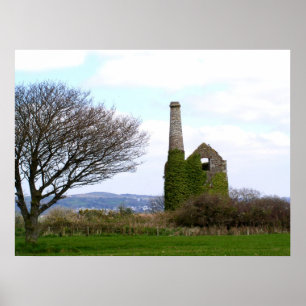 Póster Viejas ruinas de minas de estaño en Cornwall