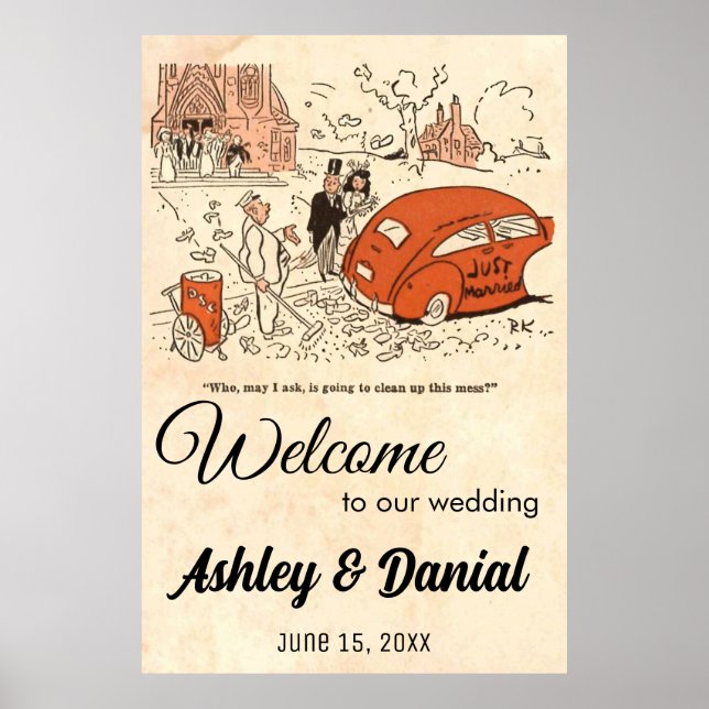 Póster Viejo Boda de Retro Bride Groom de 50 años (Frente)