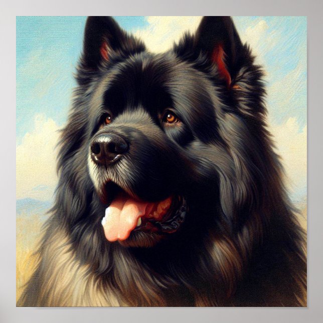 Póster Viejo Bouvier des Flandres Pintura (Frente)