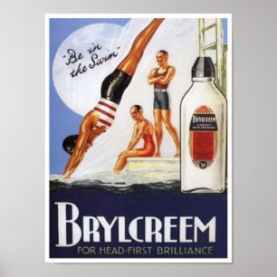 Póster Viejo Brylcreem estar en el anuncio de natación