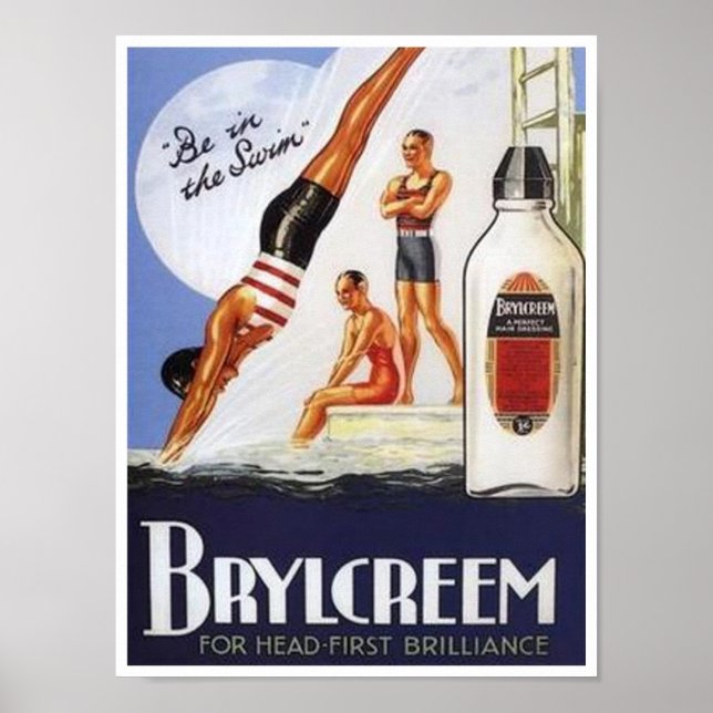 Póster Viejo Brylcreem estar en el anuncio de natación (Frente)