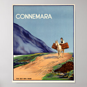 Póster Viejo Camino de Blogs de Connemara, Viaje Irlandés