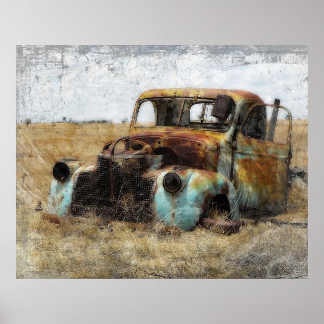 Póster Viejo camión vintage derrochado (Frente)