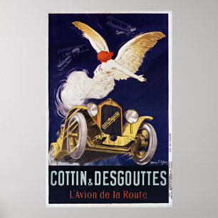 Póster Viejo Coche Clásico de Cottin y Desgouttes