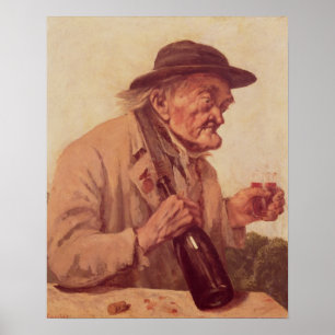 Póster Viejo con un vaso de vino