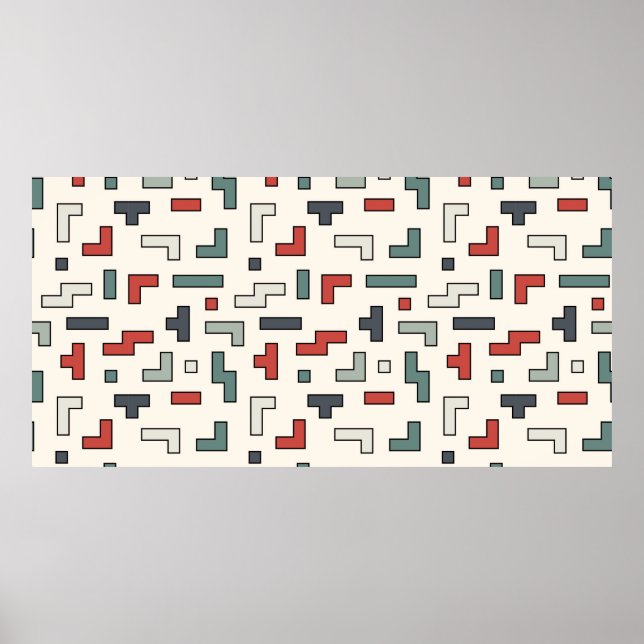 Póster Viejo cuadrado de videojuegos sin problemas, fondo (Frente)