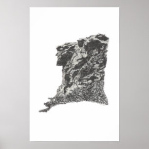 Póster Viejo en la montaña, NH - Dibujo de pluma