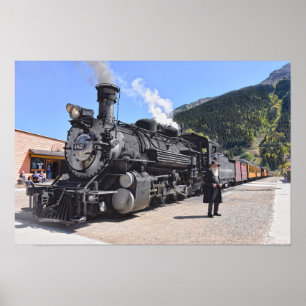 Póster Viejo en la parada de tren de Silverton, Colorado