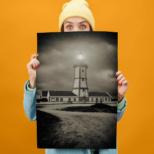 Póster Viejo faro en una noche de tormenta