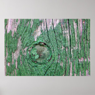 Póster Viejo fondo de madera verde pintado por el tiempo,